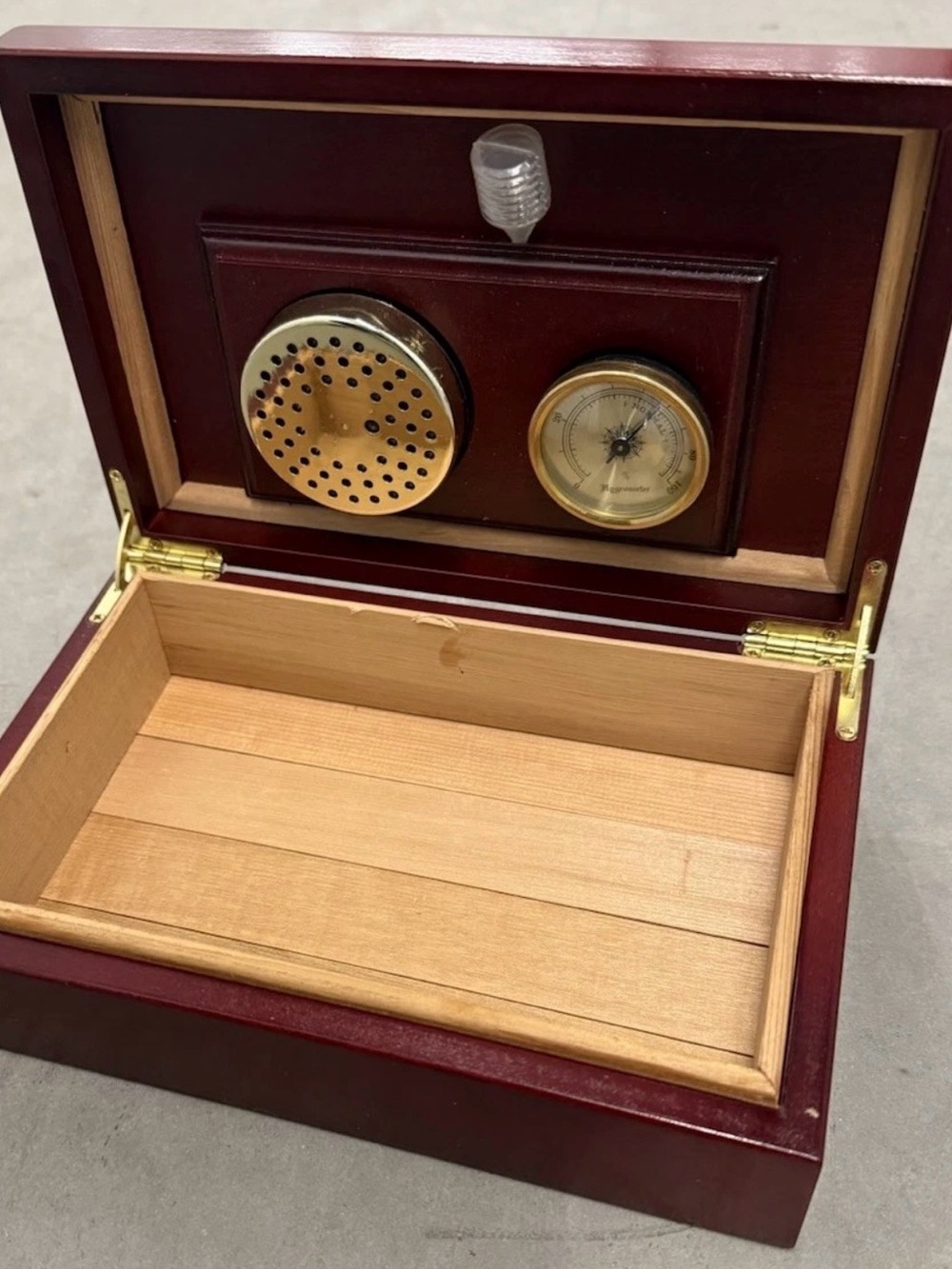Small Wood Humidor With Gauges